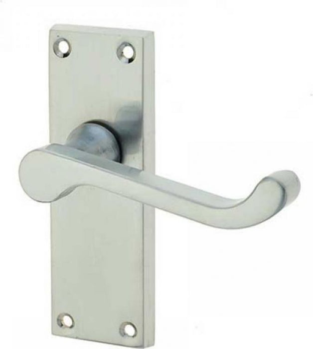 JV11SC Door Handle Latch On Backplate Satin Chrome