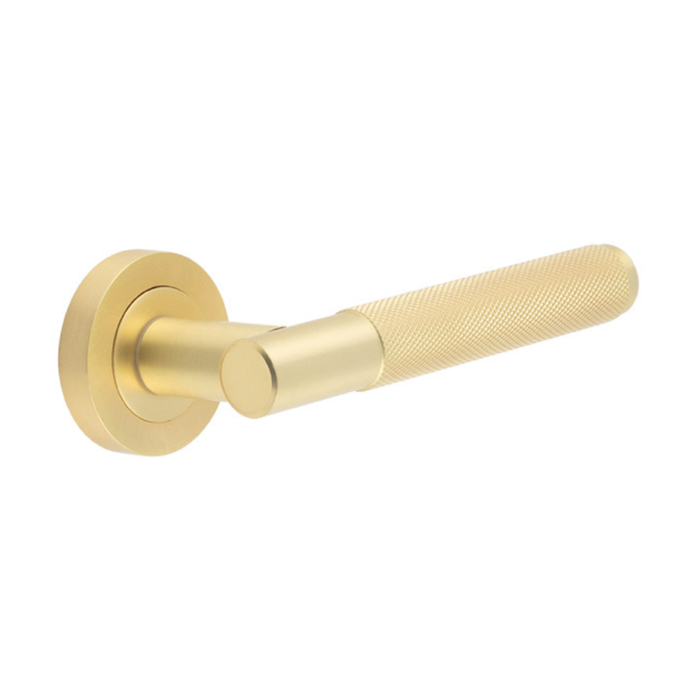 Door Handle Knurled on Plain Rose Satin Brass JV850SB