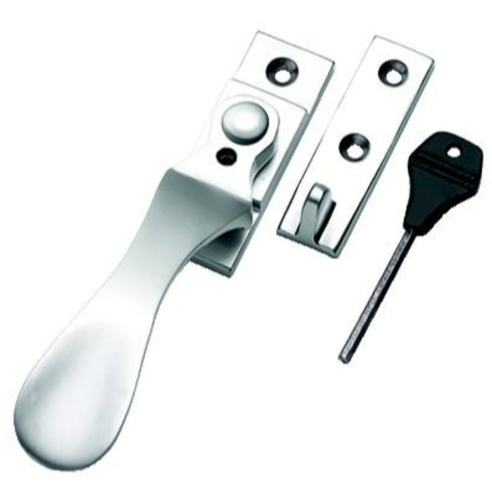 Satin Chrome Victorian Reversible Locking Casement Fastener Wedge
