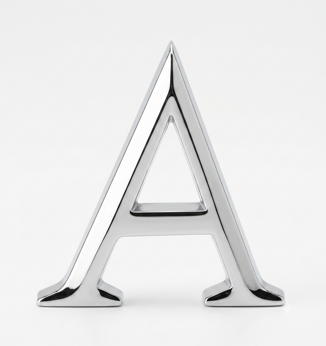 Polished Chrome Pin‑Fix Letter A 2"