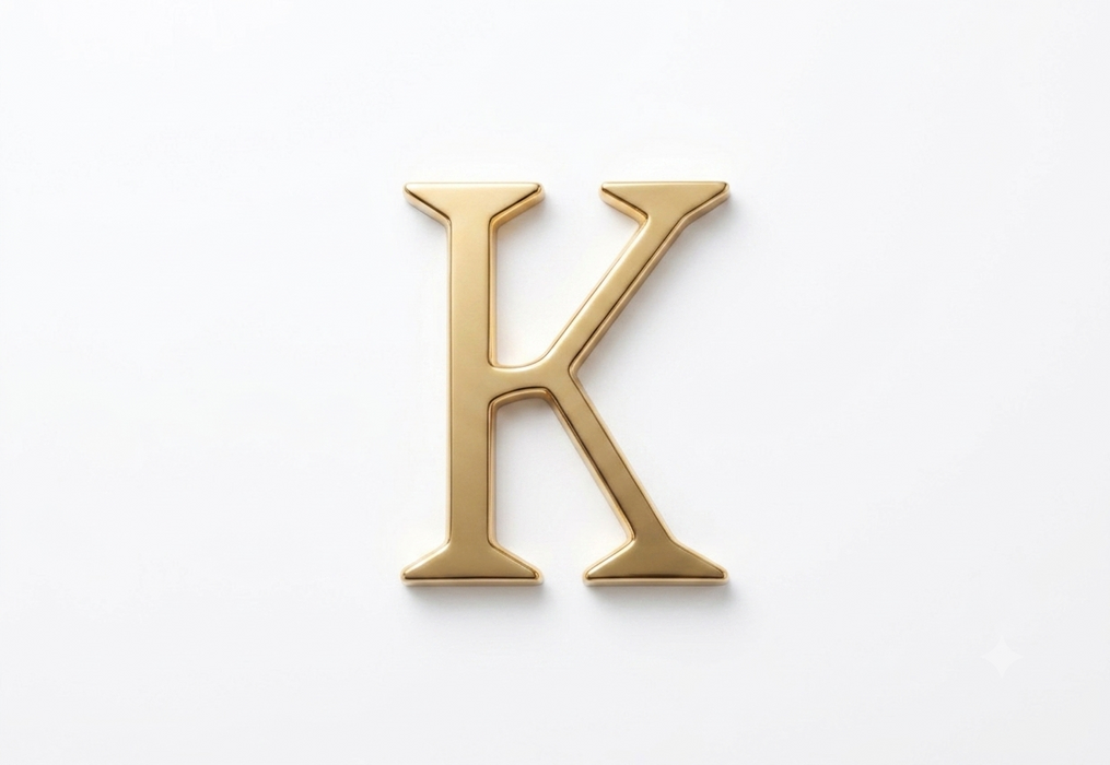 Polished Brass Pin Fix Letter K 2"