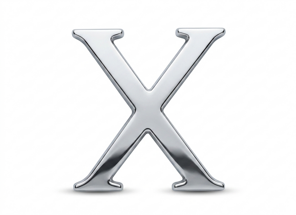 Polished Chrome Pin Fix Letter X 2"