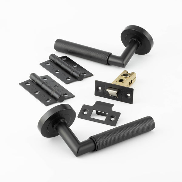 Door Handle Knurled Matt Black Pack JMB400PK — DoorHandles.co.uk The
