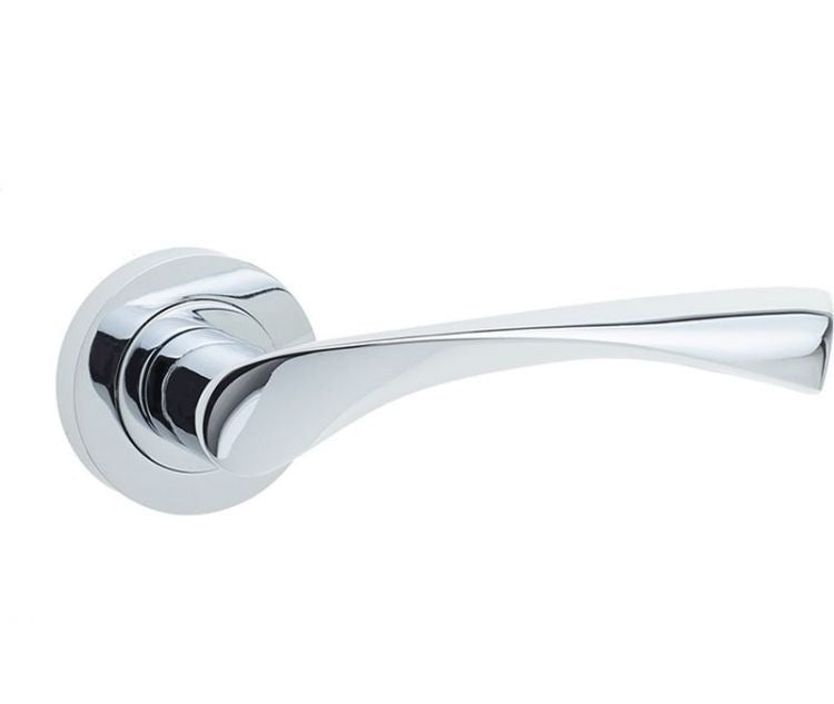Twirl Door Handle On Rose Polished Chrome JV504PC — DoorHandles.co.uk