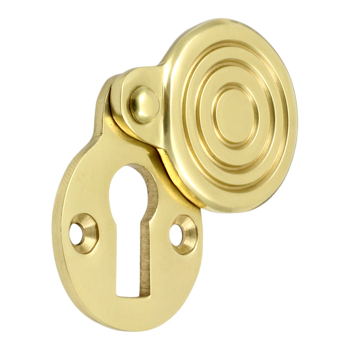 Prima Polished Brass Queen Anne Reeded Covered Escutcheon 1.1/4 x 1.5/8