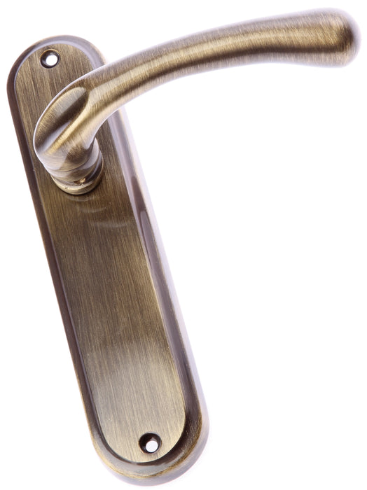 Prima Antique Brass Itala Door Handle On Backplate - Latch Set