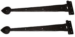 OriginalForgery 18" Spear End Door Tee Hinges in Black Cast Iron (Pair)