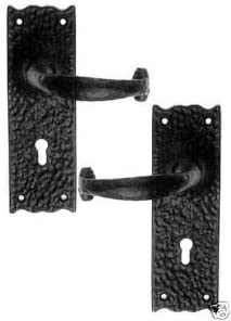 Rustic Door Handles with Key Hole Black Cast Iron