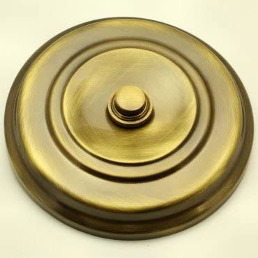 Large Round Door Bell Push Surface Mounted - Antique Brass