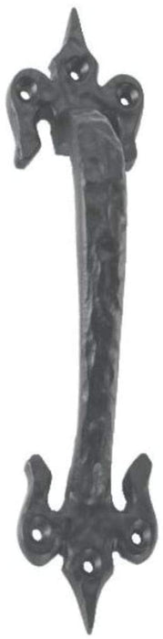 Prima® 7 inch - 175mm Antique Black Premium Cast Iron Door Pull Handle Fleur De LYS
