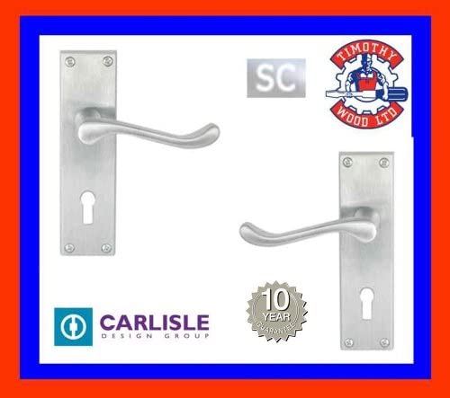 Carlisle Brass CBS54SC Victorian Scroll Lever Lock Furniture Satin (Contract), Silver
