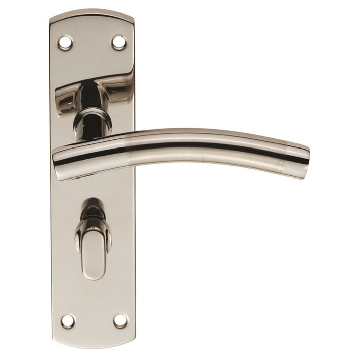 Master - Carlisle Brass CSLP1163T/DUO Euro spec Steelworks Residential Curved Lever on WC Back plate, 57 mm C/C, Bright Stainless Steel/Satin Stainless Steel, 172 mm x 42 mm