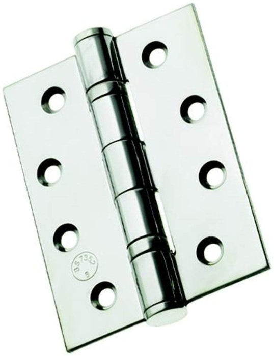 Pack of 3 - Prima® 4inch - 102mm Fire Rated Ball Bearing Butt Door Hinges. Grade 13. Bright Stainless Steel. BC1212