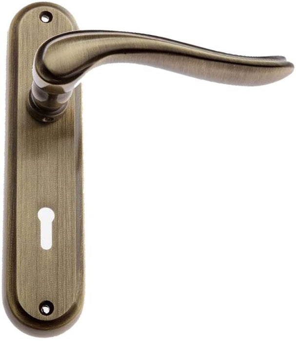 Susy Door Handle on Backplate - Lockset - Antique Brass