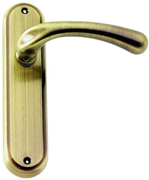Itala Door Handle on Backplate - Latchset - Antique Brass