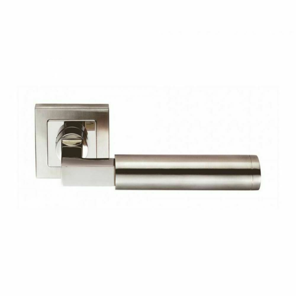 Steelworx SSL1406DUO Lever Handles. Satin & Polished Stainless Steel F — DoorHandles.co.uk