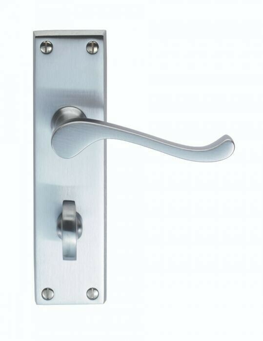 Master - Carlisle Brass Victorian Satin Chrome Lever Lock Door Handles - Contract. Pair