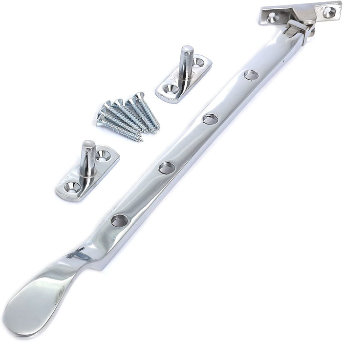 Master - Polished Chrome 10"/250mm Window Casement Stay - Victorian Style Handle Pull/Lock Catch