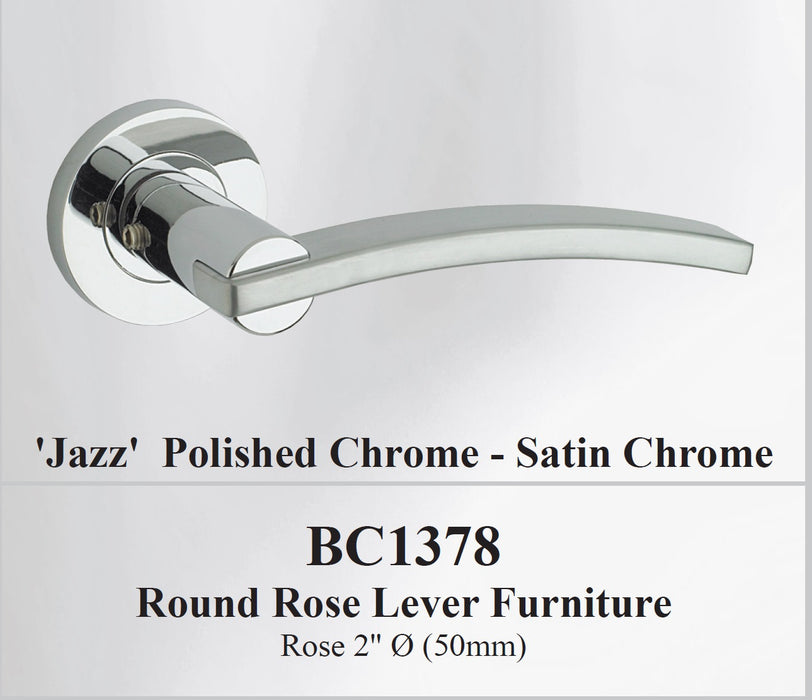 Jazz Pol/Sat Chrome Dual Finish Lever on 50mm Rose