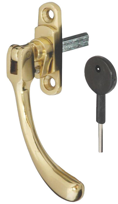 Prima Polished Brass Peardrop Locking Window Espagnolette Fastener L/H