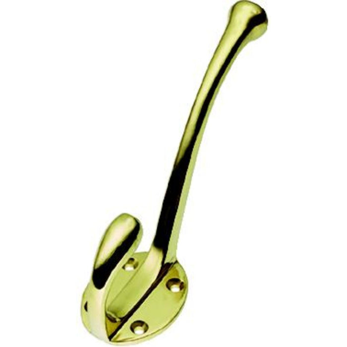 Prima Polished Brass Heavy Hat and Coat Hook 6"