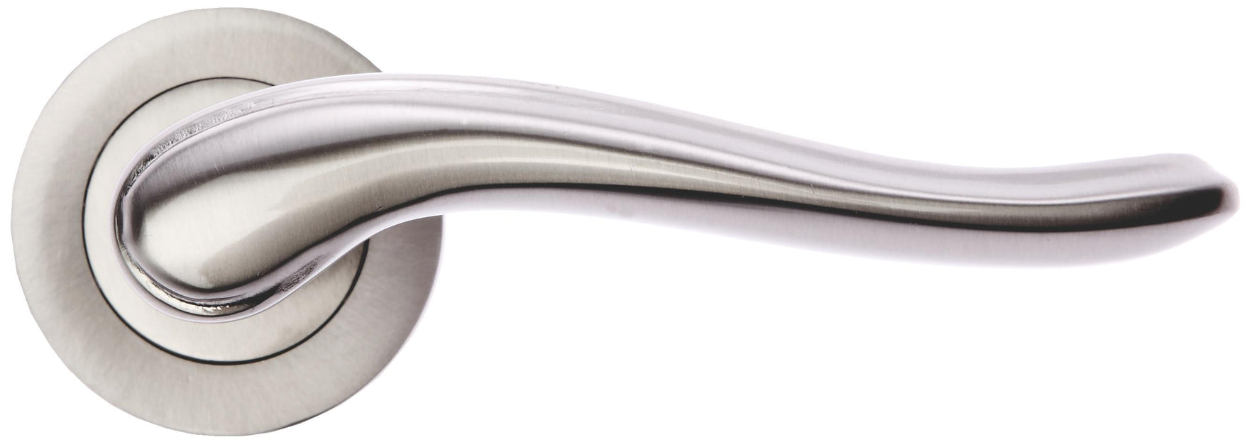 Prima Satin Nickel Susy Satin Nickel Lever on 50mm Round Rose — DoorHandles.co.uk